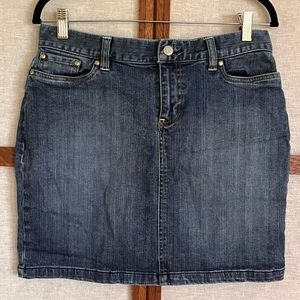 Vintage Old Navy Denim Low Waist Stretch Mini Skirt Back Slit - Size 6